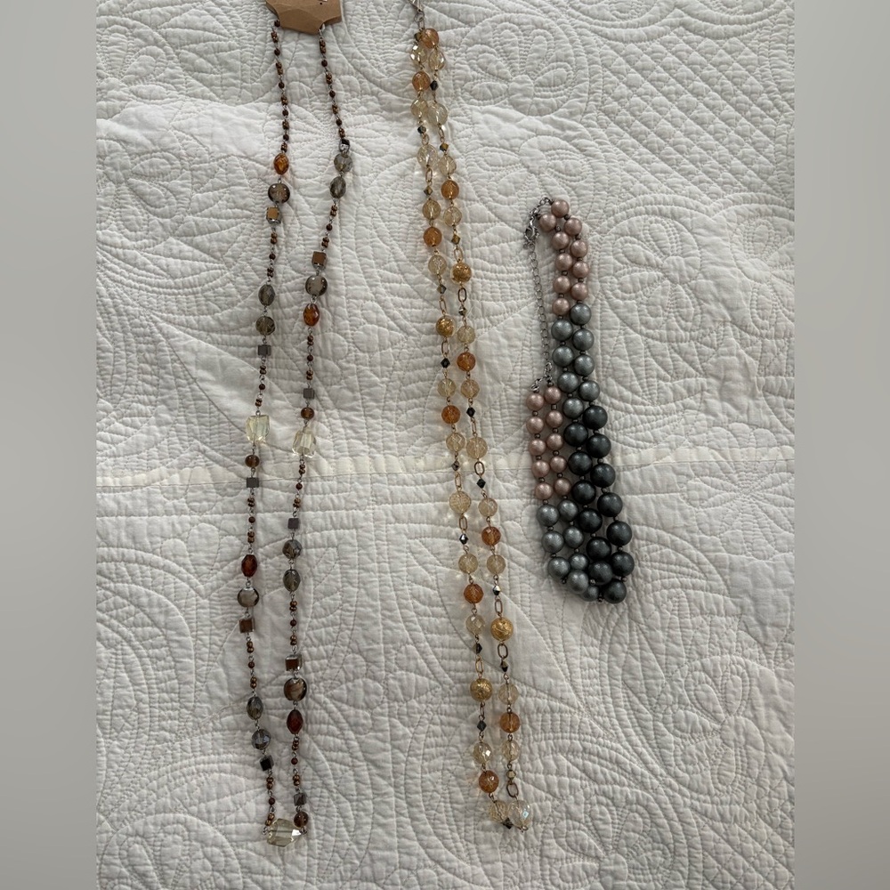 Elegant Multi-Color Beaded Necklace Set of 3